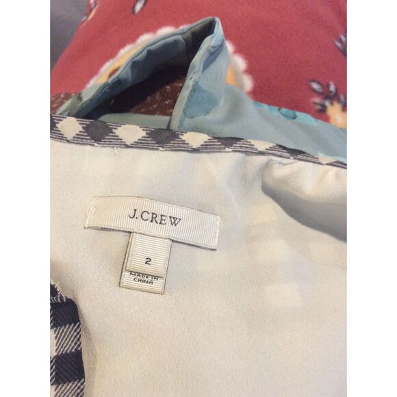 J. Crew Silk Plaid V Neck Sleeveless Top Size 2 Career Womens - Picture 3 of 4